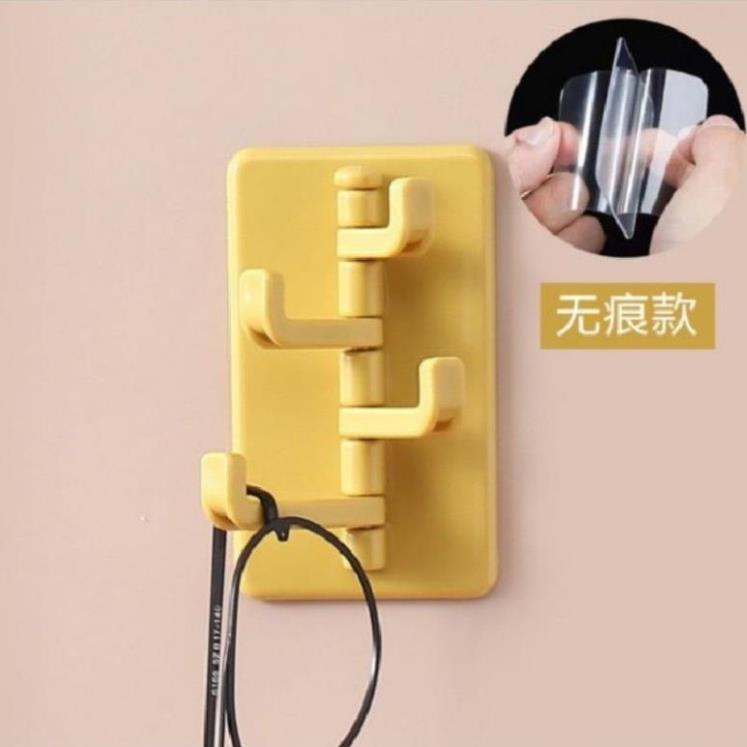 Móc nhựa 4 nhánh xoay 180 dán tường