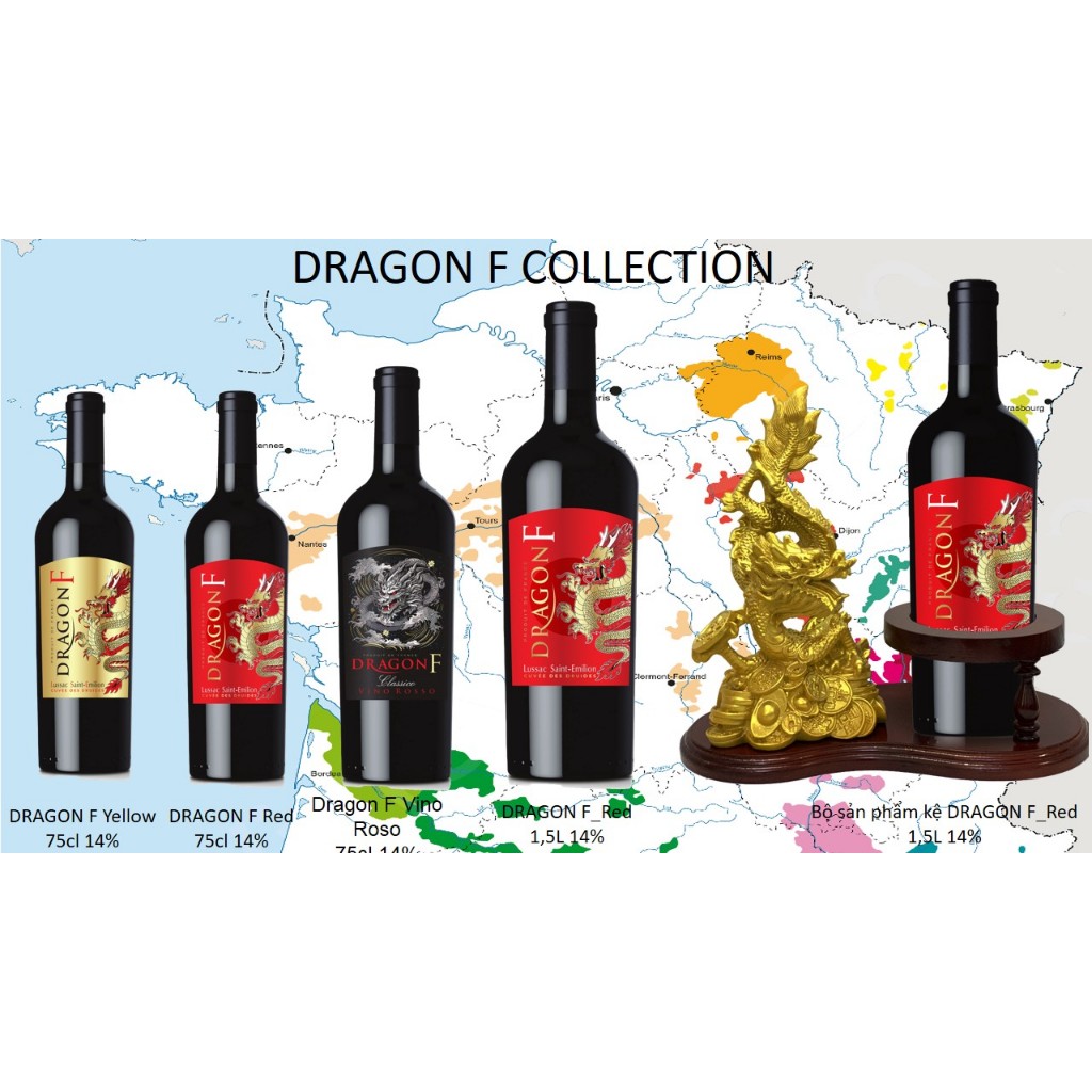 Rượu vang đỏ DRAGON F (nhãn rồng)14%, Pháp