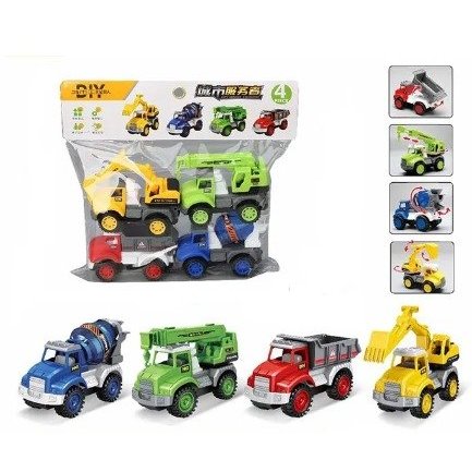 Combo-Set 4 xe công trình đồ chơi an toàn cho bé