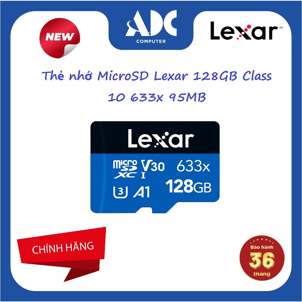Thẻ nhớ MicroSD Lexar 128GB Class 10 633x 95MB - Mai Hoàng phân phối chính hãng