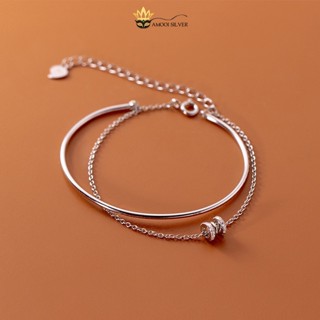 Lắc Tay Bạc Nữ S925 Kiềng 2in1 Thời Trang Phong Cách Cá Tính - Amooi Silver AT4593