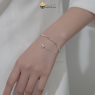  Lắc Tay Bạc Nữ S925 Kiềng 2in1 Thời Trang Phong Cách Cá Tính - Amooi Silver AT4593 