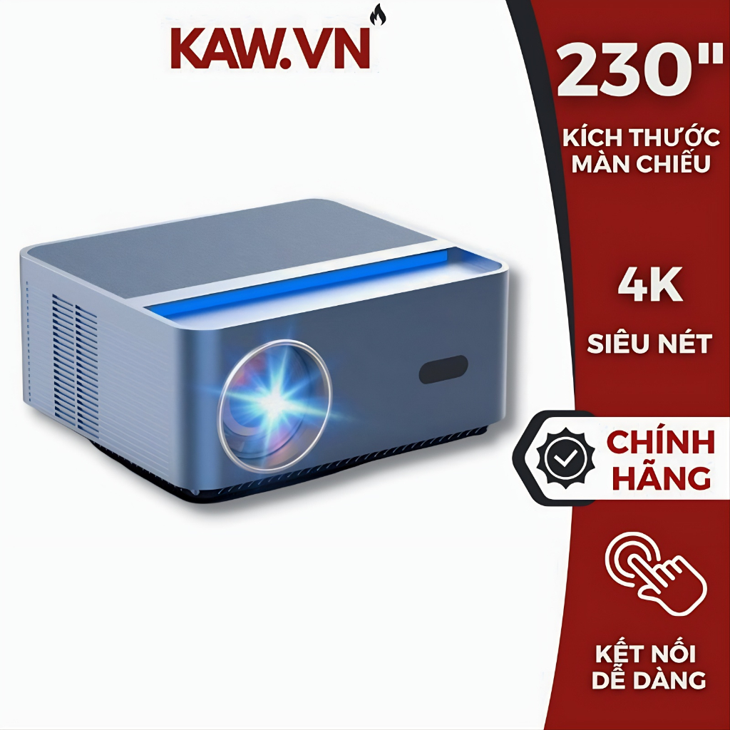 Máy Chiếu Mini KAW K880 Độ Phân Giải 4K, Kích Thước Chiếu Tố Đa 230", Hệ Điều Hành Androi Bảo Hành 12 Tháng