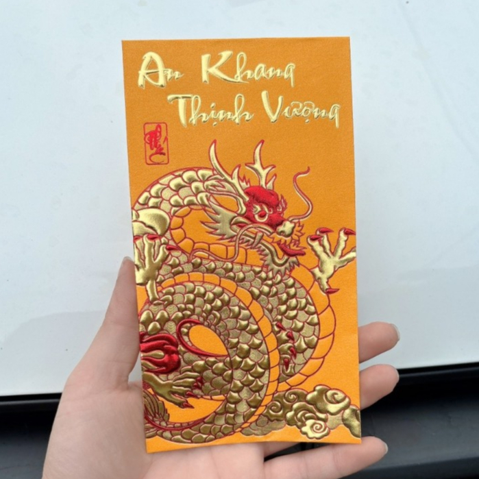 Bao lì xì rồng vàng 2024 set 6 cái hàng đẹp  - Lì xì tết 2024 mẫu rồng vàng túi 6 chiếc