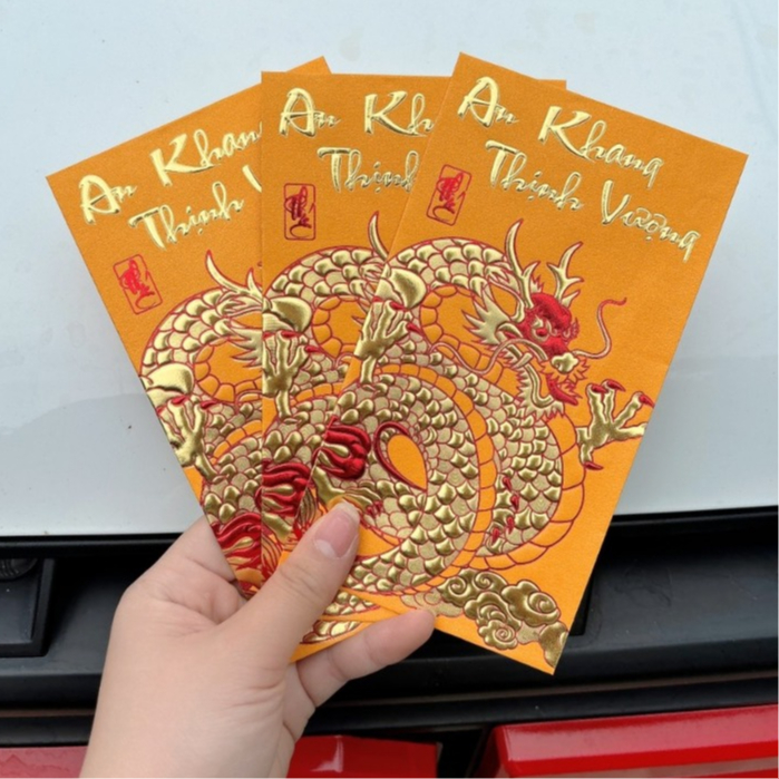 Bao lì xì rồng vàng 2024 set 6 cái hàng đẹp  - Lì xì tết 2024 mẫu rồng vàng túi 6 chiếc