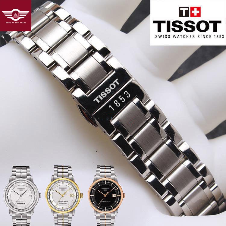 Dây đồng hồ kim loại mắt đúc Tissot 1853 size 19,20mm (Trắng, Demi Vàng)