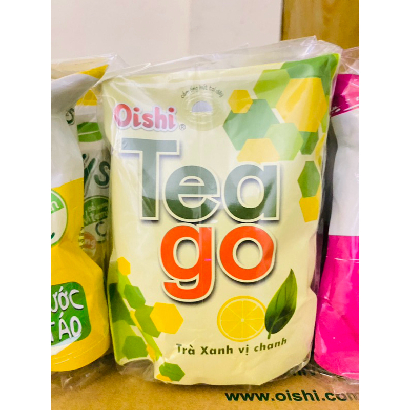 Bán sỉ nước trà xanh Tea Go vị chanh, đào Oishi bịch 10 gói 180ml thơm mát giải nhiệt mùa hè, đồ ăn vặt hot nhất