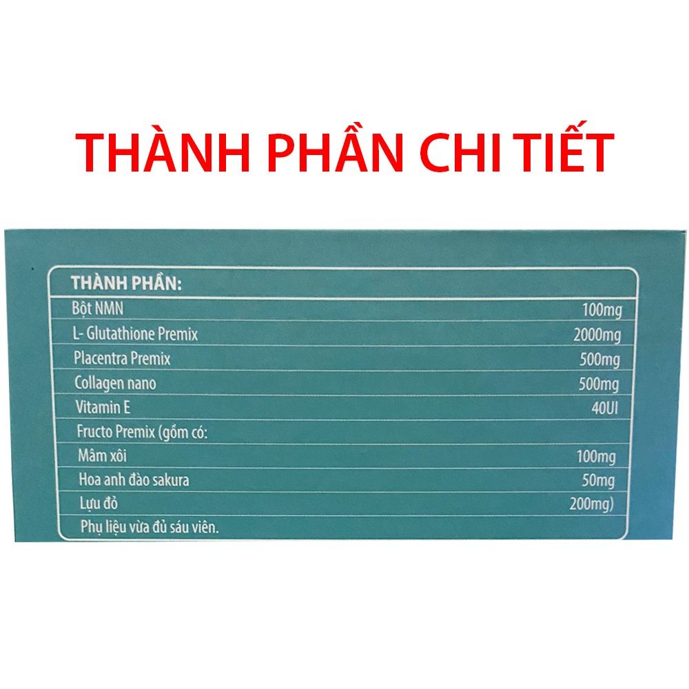 Viên uống đẹp da Collagen Nano Glutathione 2000mg NMN giúp căng mịn da, trắng hồng da, giảm nám sạm da - Hộp 30 viên