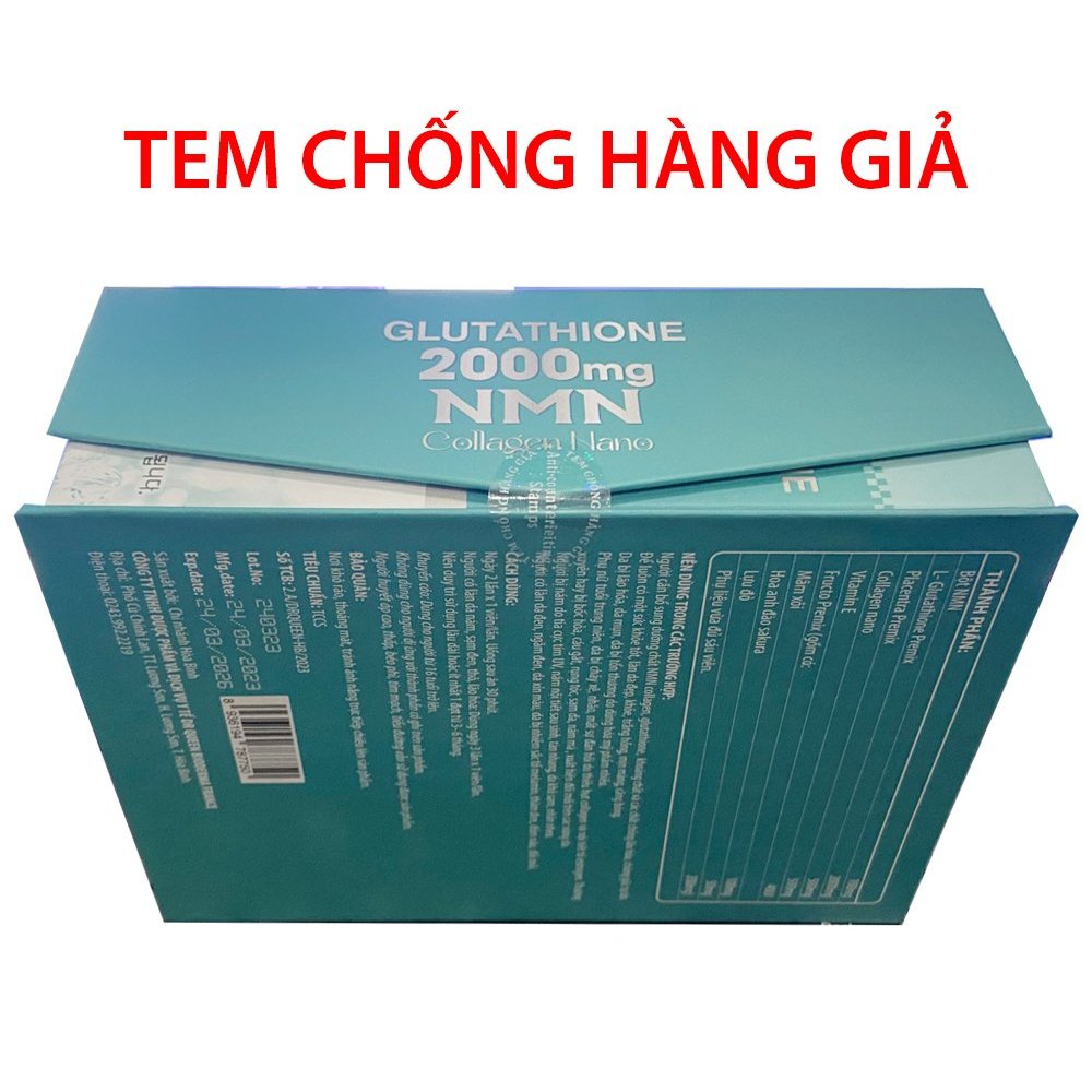 Viên uống đẹp da Collagen Nano Glutathione 2000mg NMN giúp căng mịn da, trắng hồng da, giảm nám sạm da - Hộp 30 viên