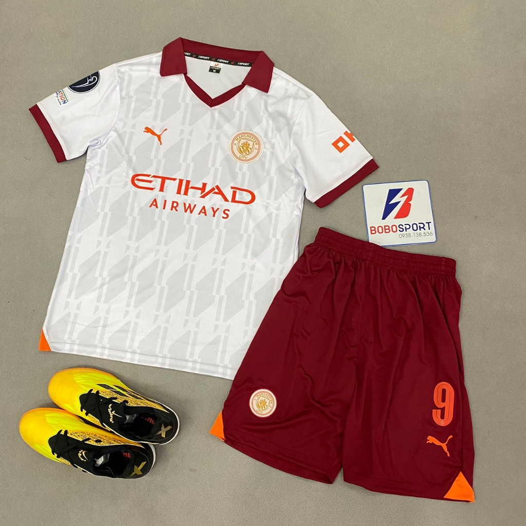 Bộ quần áo Man city sân khách bản cup C1 in tên HAALANd số 9