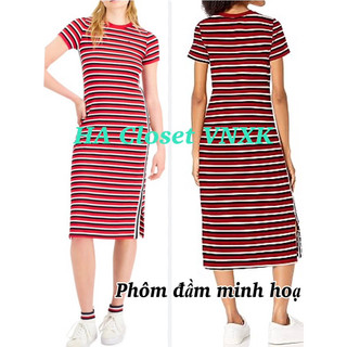 Đầm midi kẻ sọc sát nách tôm_mì sịn