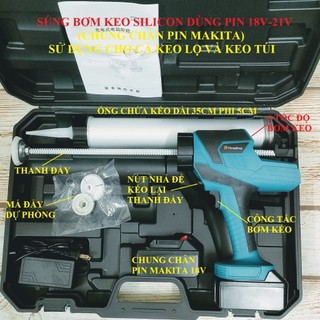 SV Súng bắn keo Silicon dùng pin 18V - 21V (chung chân pin Makita)