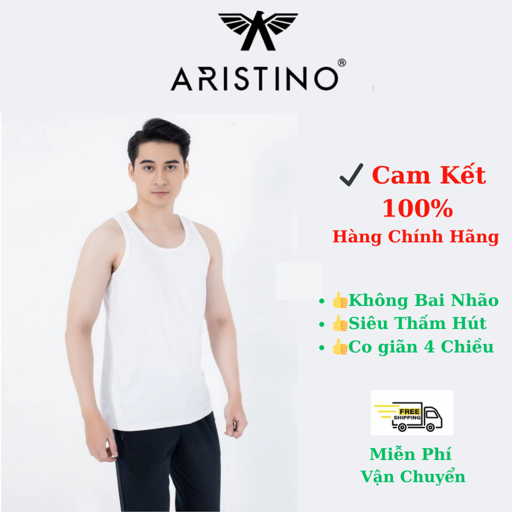 Áo lót nam ba lỗ aristino mã ac21 trắng trơn 100% cotton siêu thấm hút mồ hôi thân thiện và an toàn tuyệt đối cho da