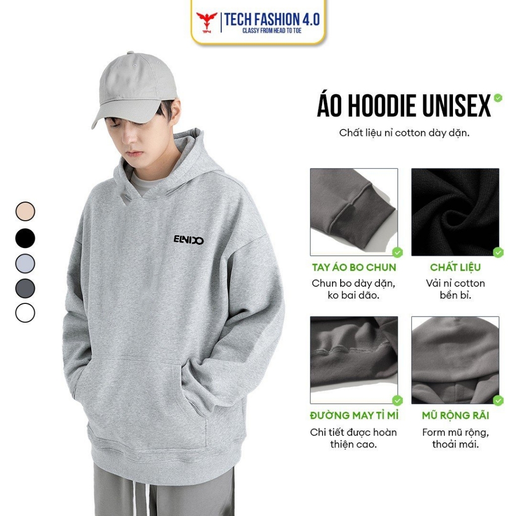 Áo hoodie trơn Nam Nữ Form Rộng Ulzzang Unisex Thu Đông Nam Nữ Local Brand TF4.0 Nỉ Bông Cotton 100% TF4