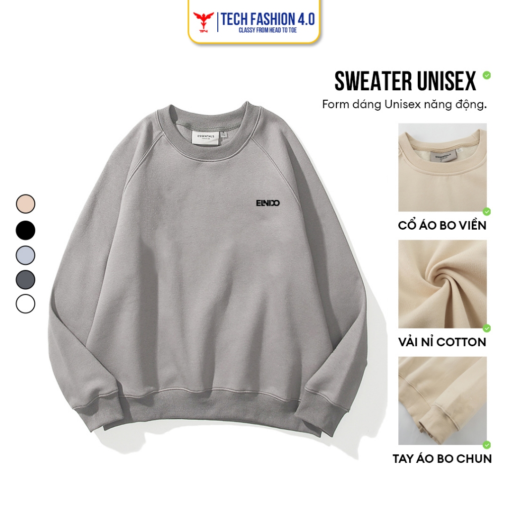 Áo Sweater trơn Nam Nữ Form Rộng Ulzzang Unisex Thu Đông Nam Nữ Local Brand TF4.0 Nỉ Bông Cotton 100% TF4