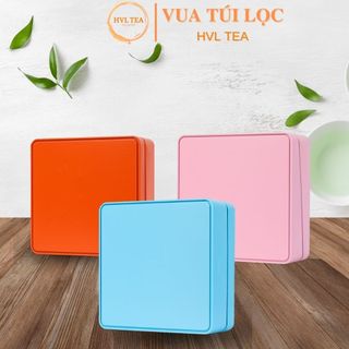 Hộp trà thiếc vuông ngang 16.5x16.5x6.5cm - hvl tea
