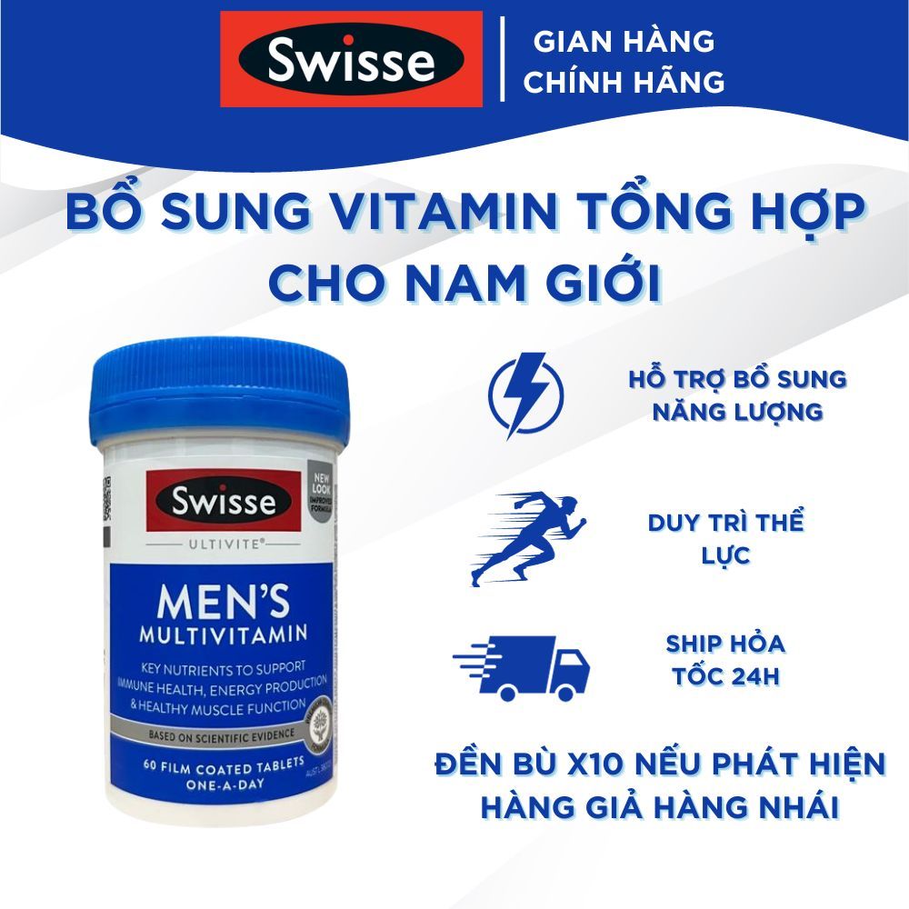 Viên uống bổ sung Vitamin tổng hợp cho nam giới Swisse Men's Multivitamin 60 viên của Úc