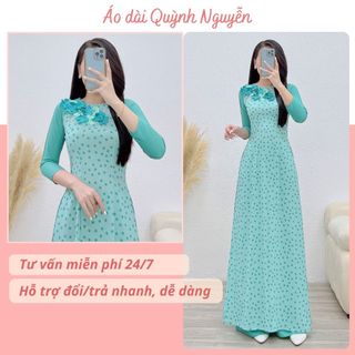 Áo dài, áo dài nữ lụa nhật in 6d kết hoa nổi mềm mịn tinh tế trẻ trung MÃ TK64