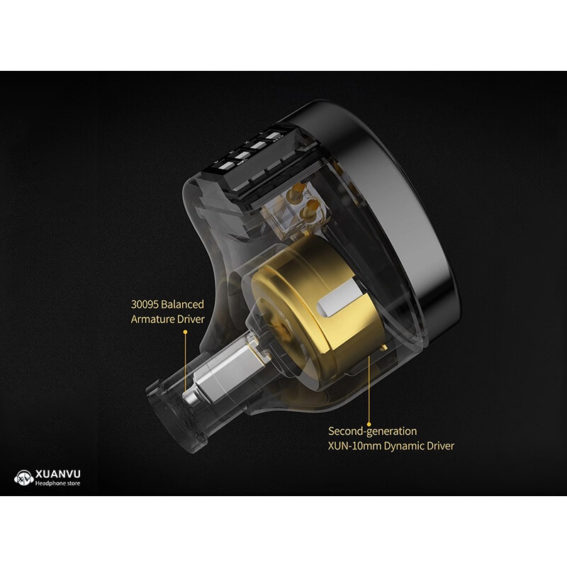 Tai nghe KZ Krila có Mic, Sử dụng màng loa XUN-10mm kết hợp Balanced Armature 30095 mang tới chất âm V-shape hơi ấm