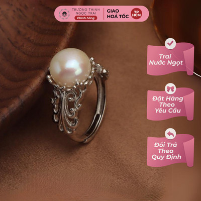 Nhẫn Bạc Ý 925 Đính Ngọc Trai 9ly Tinh Tế, Sang Trọng - Ngọc Trai Trường Thịnh
