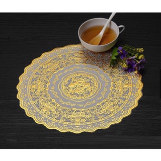 Khăn trải bàn nhũ vàng tròn 30cm- Lót bình bông- Lót bàn ăn sang trọng