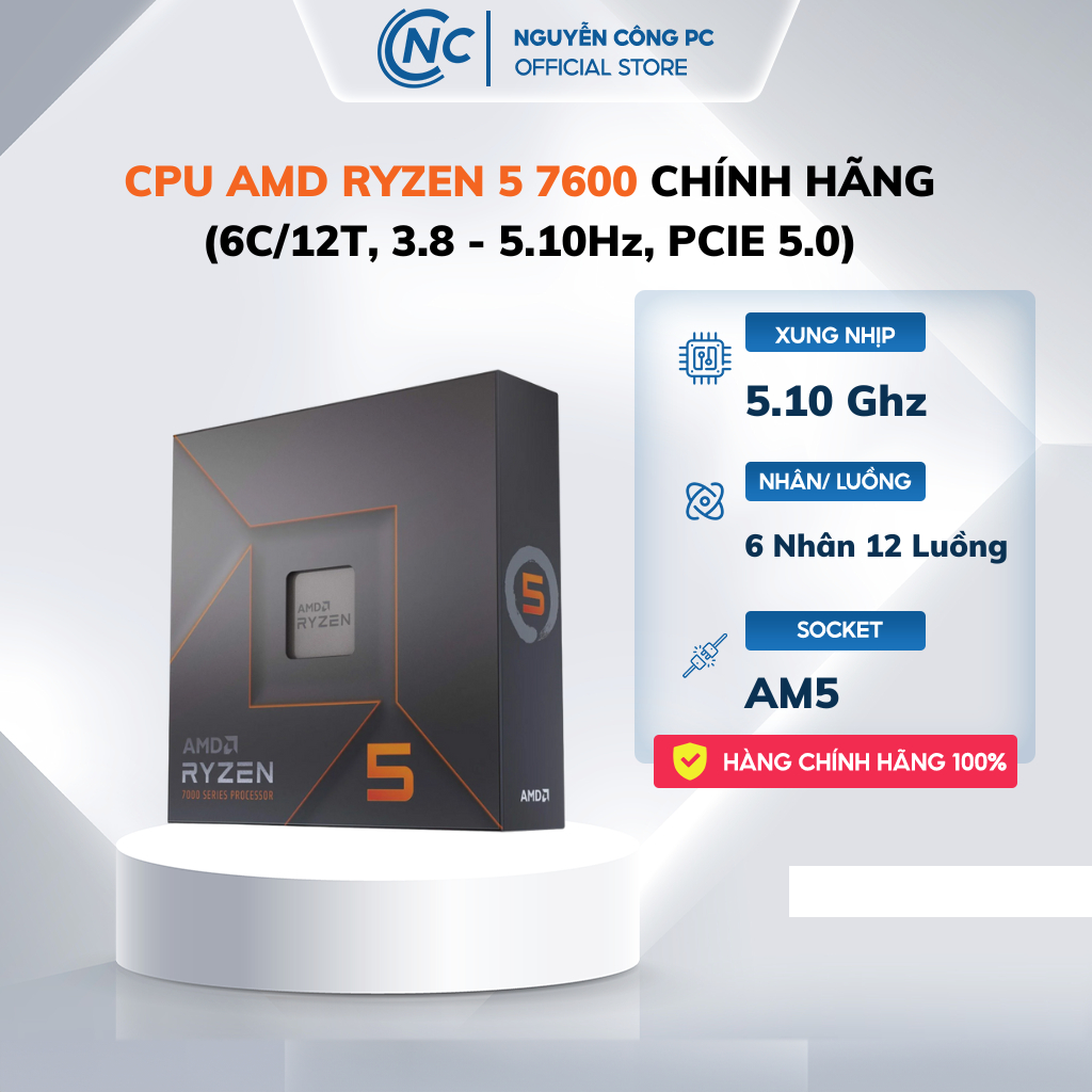 CPU AMD Ryzen 5 7600  - Hàng chính hãng BH 36 Táng