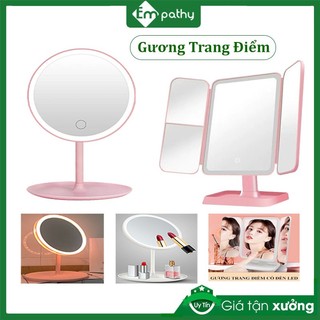 Gương trang điểm để bàn, Gương trang điểm có đèn led 3 màu cảm biến tay