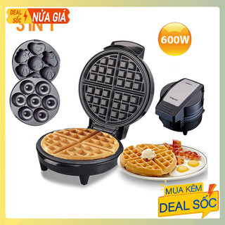 Máy làm bánh kẹp tàn ong waffle, donut, hình thú đa năng 3in1 sokany 600w