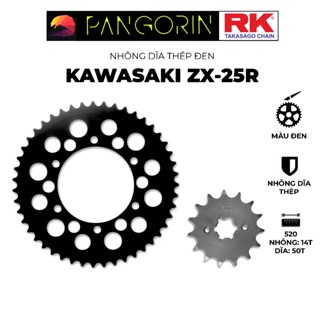 Nhông Dĩa RK Takasago chain phân khối lớn Kawasaki ZX-25R, chất liệu: Thép mạ màu đen, độ dày Nhông Dĩa: 520