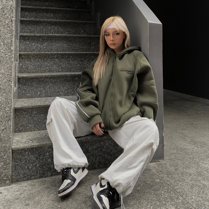 Áo Khoác Hoodie SAIGONESE Thun Nỉ Form Rộng Nam Nữ Unisex / Xám Rêu