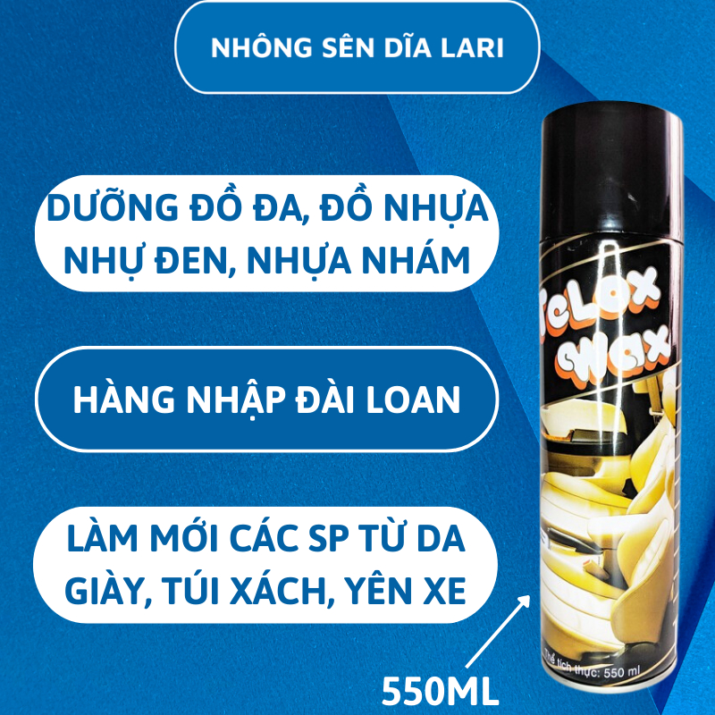Chai dưỡng nhựa nhám, phục hồi nhựa nhám Telox Wax, xịt bóng da cao cấp dùng cho oto, xe máy, đồ gia dụng- NSD LARI