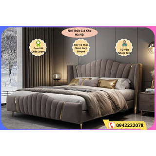 Giường bọc nệm cao cấp viền đồng kiểu vỏ sò cao cấp 1m6-1m8