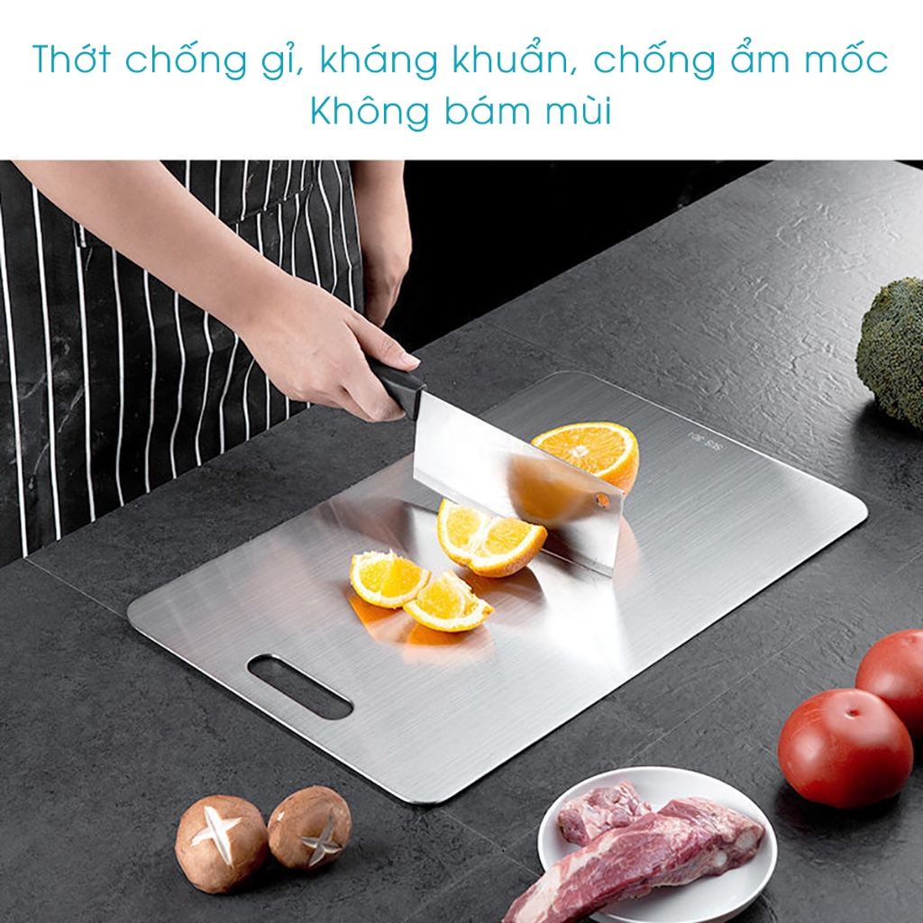Thớt Inox 304, Thớt Kháng Khuẩn Cao Cấp Chống Nẩm Mốc, Chống Xước Dễ Dàng Vệ Sinh Hai Mặt Thép Không Gỉ Uni Shop