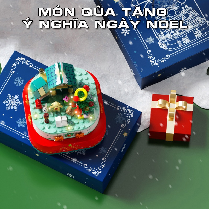 Đồ Chơi Lắp Ráp Kiểu LEGO NOEL Hộp Nhạc Giáng Sinh Người Tuyết 601162 Với 220+ PCS, Quà Tặng Giáng Sinh Cho Bé