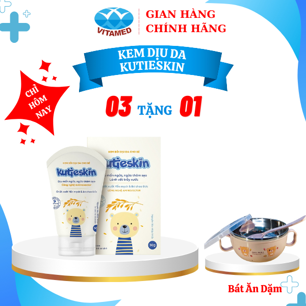 Combo 3 Hộp Kem Bôi Dịu Da Cho Bé Dịu Mẩn Ngứa, Ngừa Thâm Sẹo Kutieskin Hộp 30g