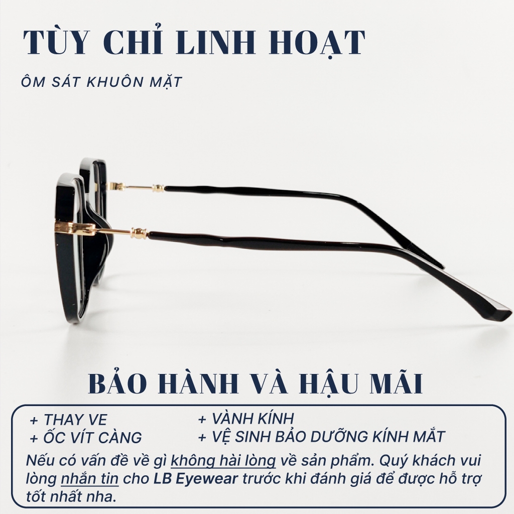 Gọng kính lục giác LB Eyewear 75220 mắt kính giả cận nam nữ thời trang chất liệu nhựa cao cấp thời trang, chống tia UV,