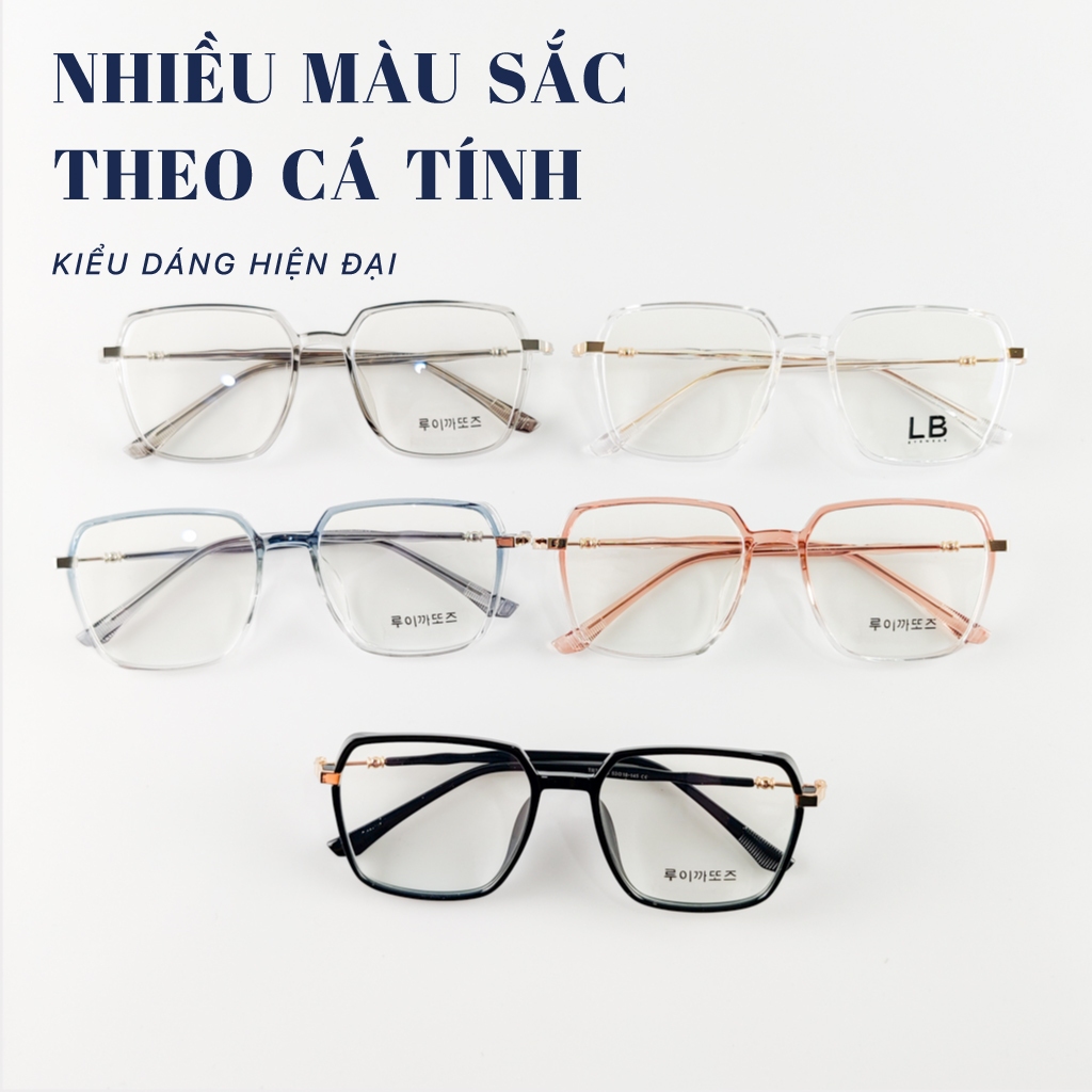 Gọng kính lục giác LB Eyewear 75220 mắt kính giả cận nam nữ thời trang chất liệu nhựa cao cấp thời trang, chống tia UV,