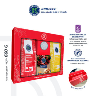 Set quà tặng cà phê rang xay cà phê hòa tan love box k coffee - set quà tặng 4 món