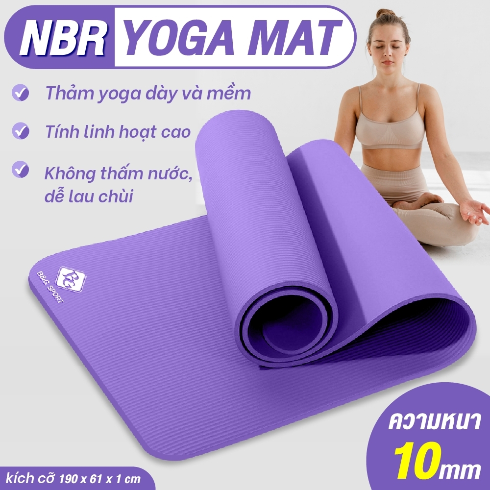 BG - Thảm Yoga, Thảm Tập Yoga Chống Trượt  cao su nguyên khối NBR 10MM, 15MM Cao Cấp chống trơn trượt loại xịn