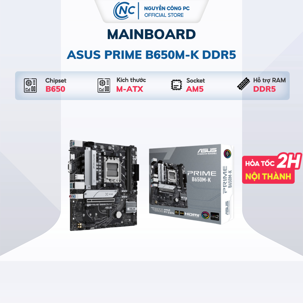 Mainboard ASUS PRIME B650M-K DDR5 - Hàng chính hãng bảo hành 36 tháng