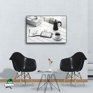 Tranh treo tường chủ đề Coffee Sách, tranh decor chất liệu Canvas khung Gỗ và Tráng Gương decor quán cafe, góc làm việc