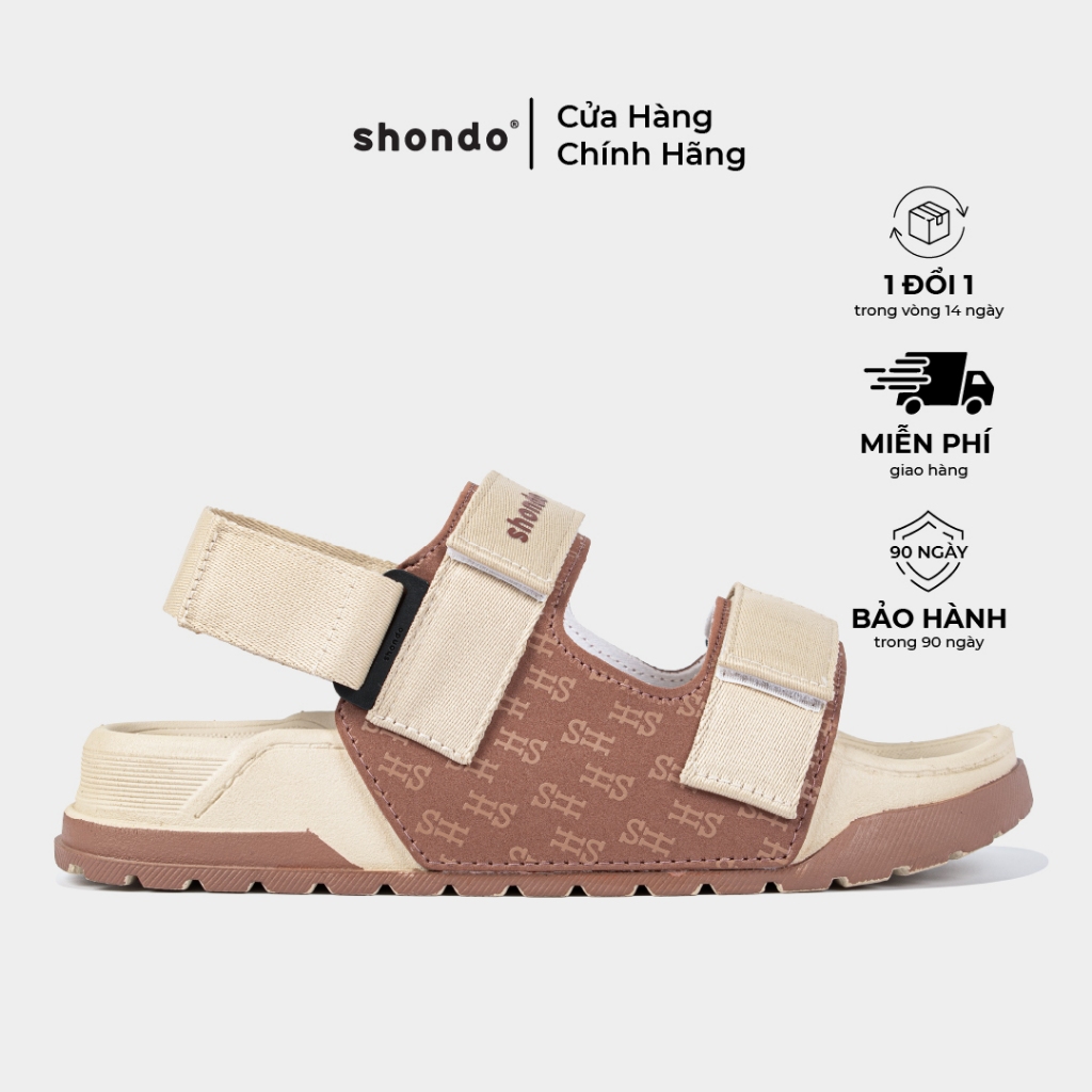 Giày Sandal Nam Nữ Shondo Platy 2 Thời Trang, Êm Chân Màu Be Nâu PLA2595