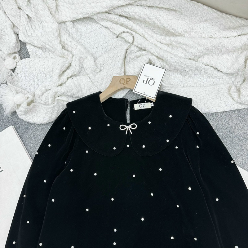 Váy Xuông Nhung Đính Đá Bling Bling QP