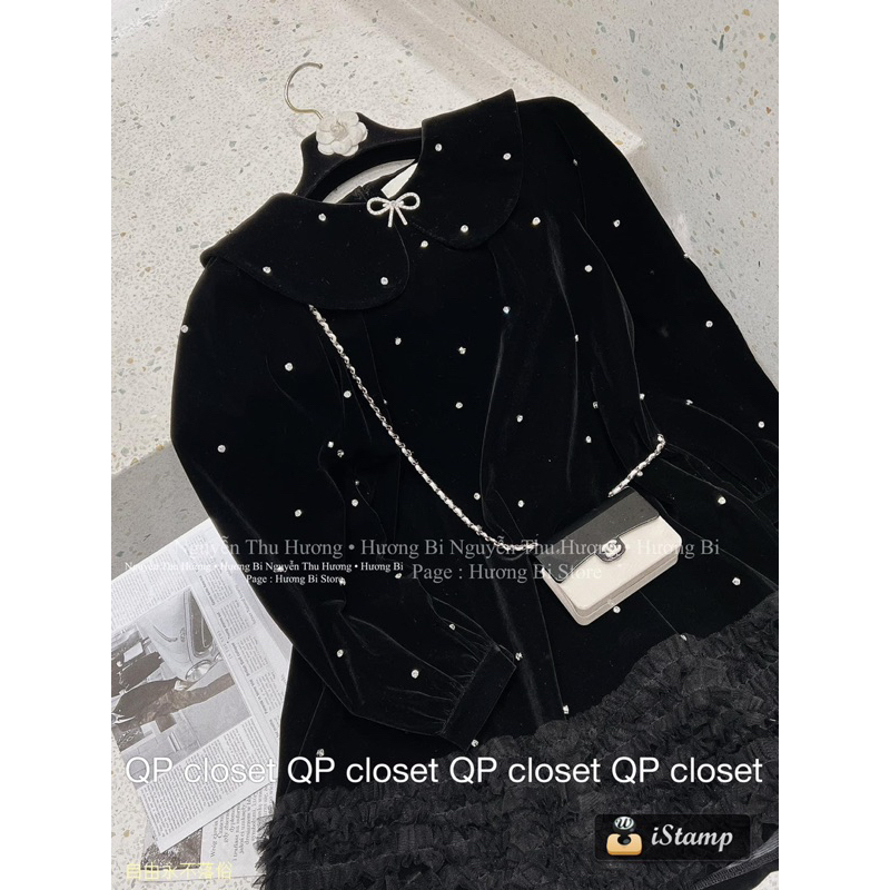Váy Xuông Nhung Đính Đá Bling Bling QP