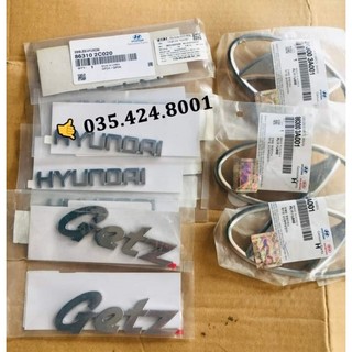Chữ hyundai, chữ getz, logo dán đuôi xe, đầu xe hyundai getz, xịn chính hãng