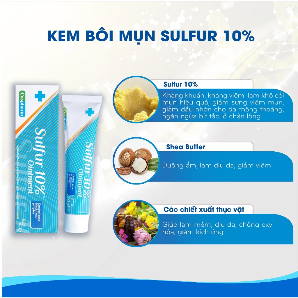 COMBO CHO DA MỤN: Gel Rửa Mặt Crevil Q10 và Kem Mụn Sulfur Ointment
