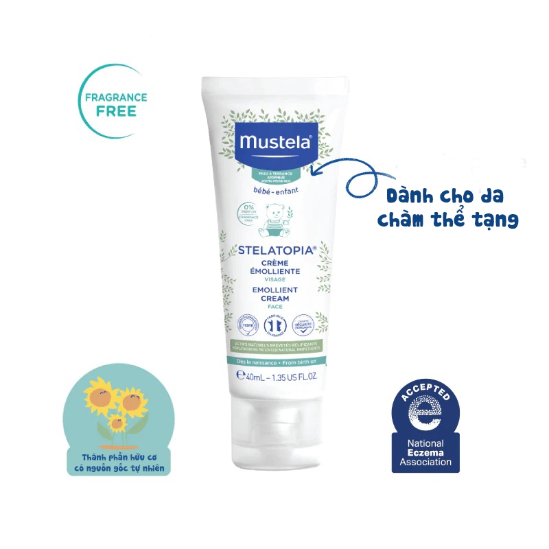 Kem Dưỡng Mặt Cho Da Chàm Thể Tạng  Mustela Stelatopia Emollient Face Cream 40ml