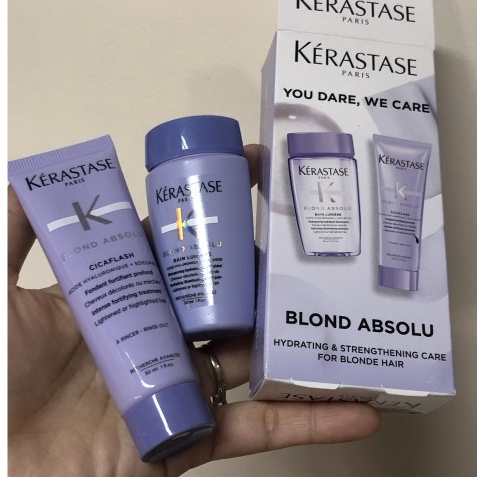 Set gội xả Kerastase Blond Absolu tím DÀNH CHO TÓC TẨY NHUỘM SÁNG MÀU