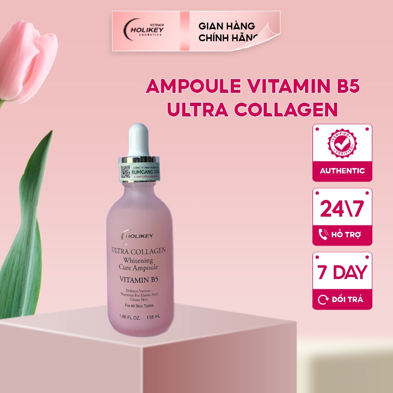 Ampoule Vitamin B5 Holikey Ultra Collagen Whitening Cure Ampoule 55ml cấp ẩm, phục hồi da