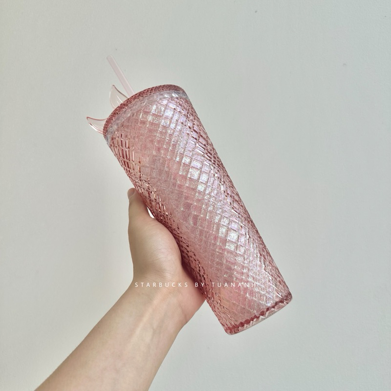 Ly Starbucks Jeweled Glitter Pink With Mermaid Tail Topper 710ml